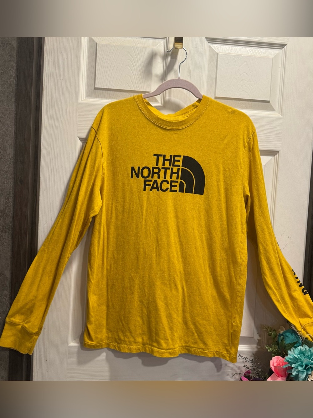 The North Face Half Dome Logo Men’s Yellow Long Sleeve 100% Cotton Shirt Size M